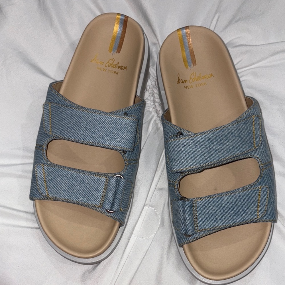 Sam Edelman Denim Blue Slide Sandals